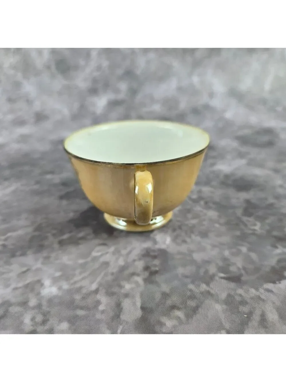 Vintage Peach Lusterware Demitasse Cup Saucer Two Ladies Child Made in Japan